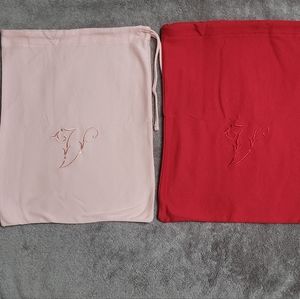 Victoria's Secret Cotton Red and Pink Drawstring Bags Approximately 11x14 inches